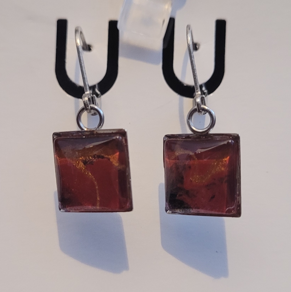 Handpainted glass earrings